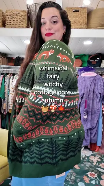 whimsical cottage core fall sweater  #plussizefashion #sweaterweather #falloutfits
