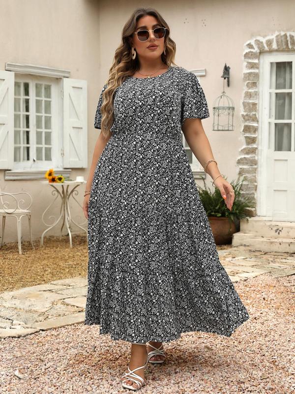Ditsy Floral A-Line Dress (Plus)