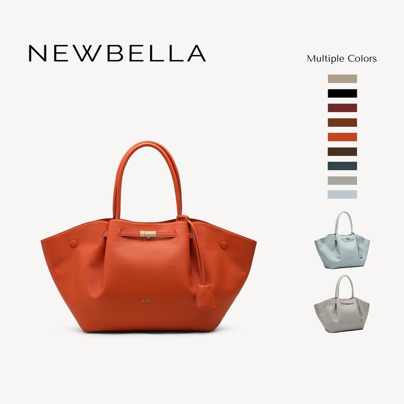 NEWBELLA Marella Collapsible Top Handle Tote - Women's Elegant PU Leather Purse, Detachable Charm, Magnetic Closure, 23.6"x12.6"x5.5"x11", Mothers Day Gift, Mom Gift, Work Bags for Women, Summer Everyday Tote Bags