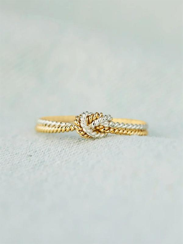Women's Simple Knot Design Copper Rings, Statement Rings, Fashion Jewelry for Party, Daily Clothing Decor, Trendy All-match & Exquisite Jewelry for Birthday Gift