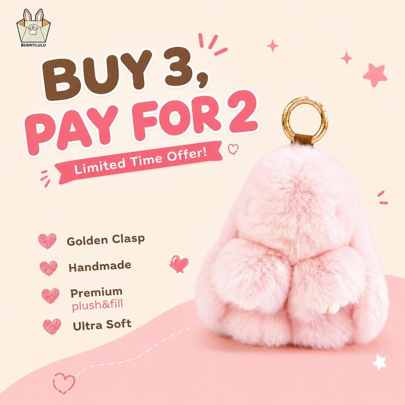 【Buy 3, Pay for 2】【BunnyLulu】Handmade Bunny PomPom Keychain with Tin Box, Summervibes Graduation Gift for Friends & Students, Stress-Relief Charm, Keepsake Gift
