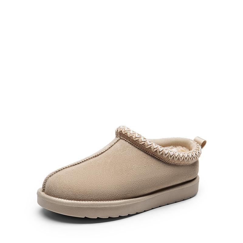 Dream Pairs FuzzyEasy Women's Suede Leather Slip-On Slippers - Soft Sole, Warm Fur Slides, Memory Foam Insoles, Classic Stylish Indoor-Outdoor Winter Shoe