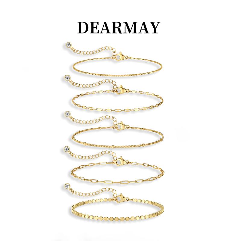 Dainty Gold Bracelet Stack (Waterproof)