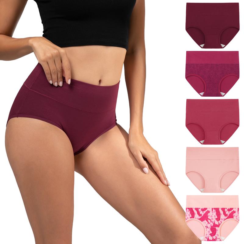 INNERSY High-Waisted Cotton Briefs (5-Pack)