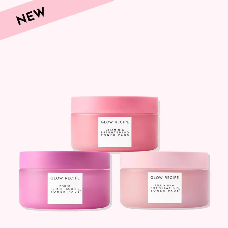Glow Recipe Toner Pads Trio Bundle - Full Collection Vegan Korean Skincare Toner Pad Multi-Masking Kit with Watermelon, Caffeine, Brightening, Hydrating Benefits