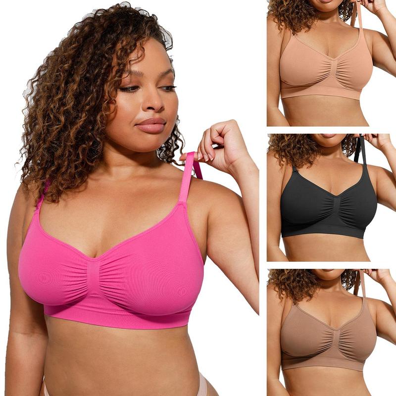 FeelinGirl Women's Wireless Sculpt Bra Comfort Bralettes No Underwire Unlined Cami Bra Seamless Tshirt Bras Sports Bra Bralette Basic Comfortable Fit Womenswear Everyday Up to 44DD