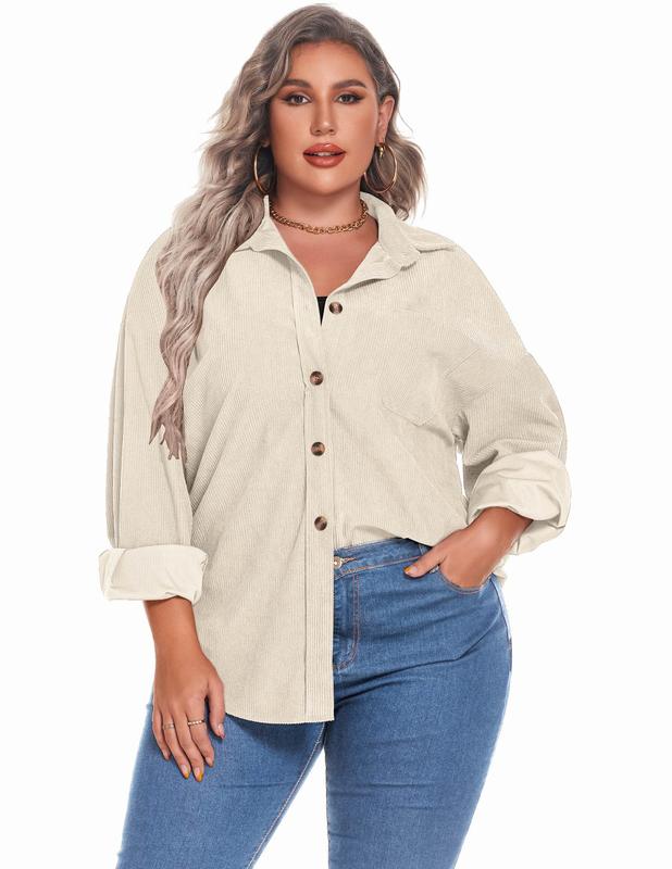 Plus-Size Corduroy Shacket