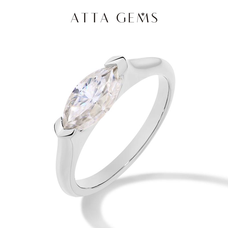 1CT Marquise Shape Synthetic Moissanite Ring 925 Sterling Silver 14K Gold Plated Rings Daily Wear Birthday Present Fine Jewelry Summervibes R135, Elegant Ring, Unisex