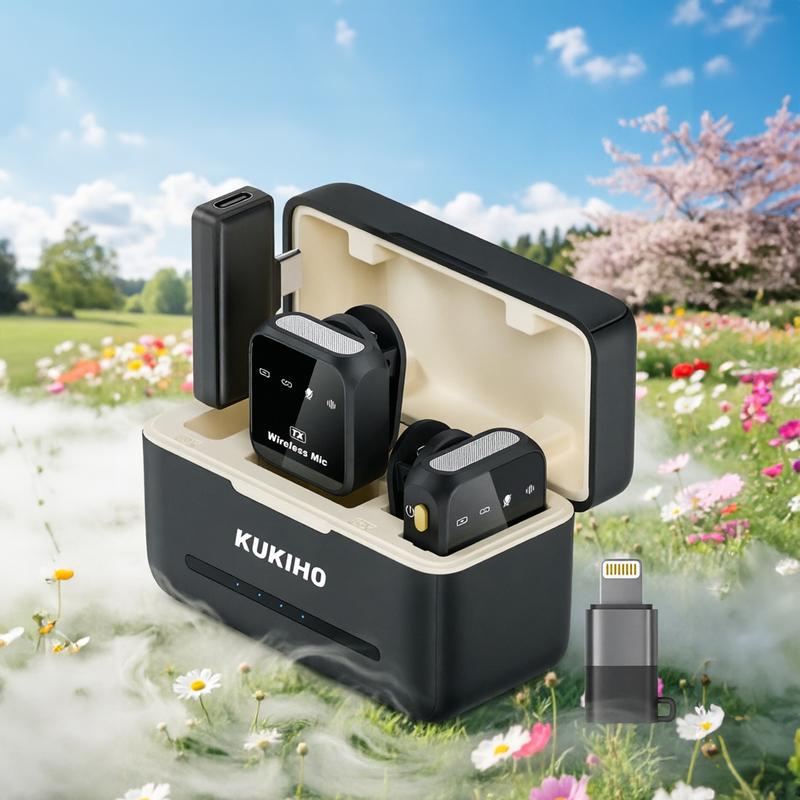 Memorial Day！KUKIHO Wireless Lavalier Microphone for iPhone iPad Android With Charging Case Audio Smartphone Audio Smartphone