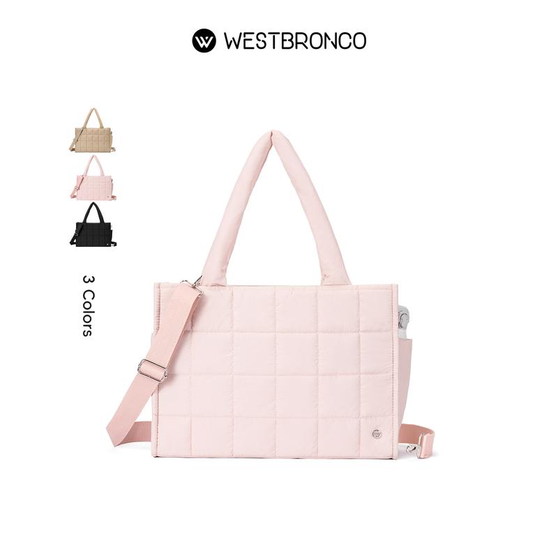 WESTBRONCO Large Puffer Tote Bag 11"Laptop Bags Shoulder Women Crossbody Lightweight Work Bag Storage Fashion Bag Summer Trendy Waterproof Work Travel Trendy Commuter Purse Mom Gift for Her Summerwins DealsForYouDays