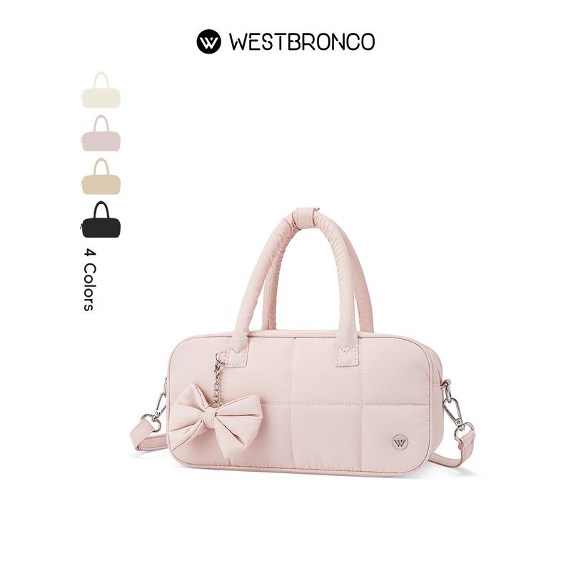 WESTBRONCO Purse for Women Gift Idea for Mom Puffer Crossbody Bag for Women Quilted FASHION Shoulder Handbag Cosmetic Makeup Bag with Cute Bow Bag Casual Commuter Bag DealsForYouDay