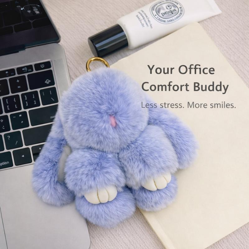 【BunnyLulu】Soft Handmade Bunny PomPom Keychain with Originial Design Tin Box – Cute Bag & Backpack Charm, Fun Gift for Friends or Loved Ones