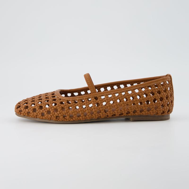 Cushionaire Women's Weavy Squared Toe Woven Mary Jane Flat - Chic Ballet Flats for Women with Memory Foam+ | Wide Widths Available
