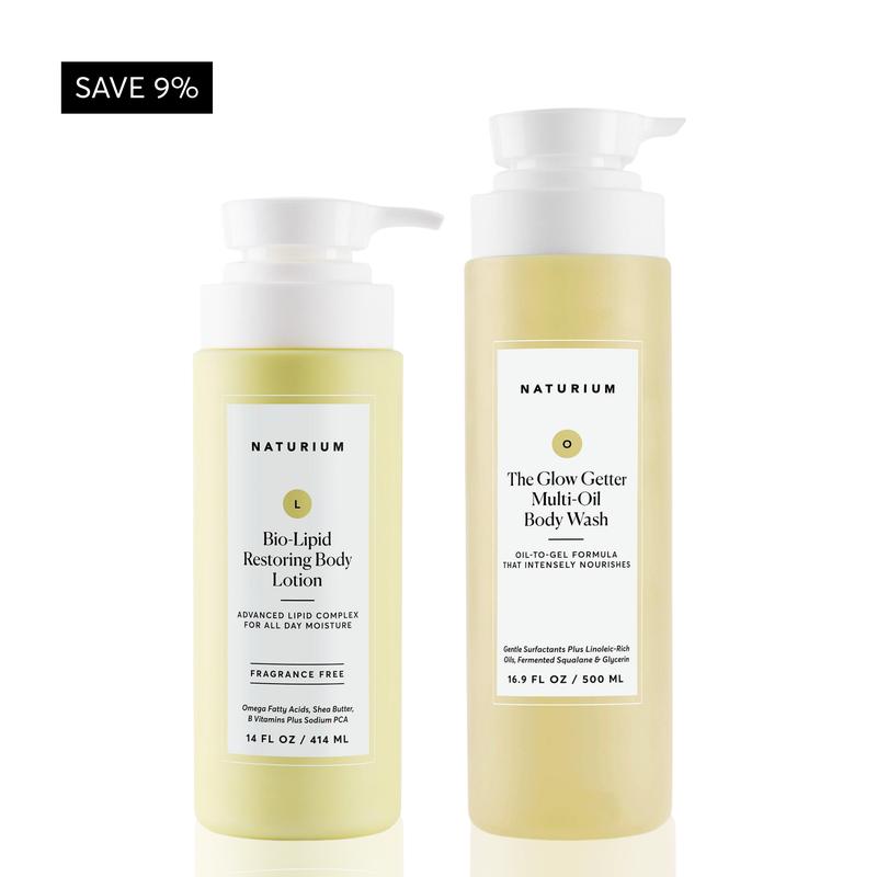 Naturium The Glowing Body Bundle, Glow Getter Multi-Oil Body Wash & Bio-Lipid Restoring Body Lotion