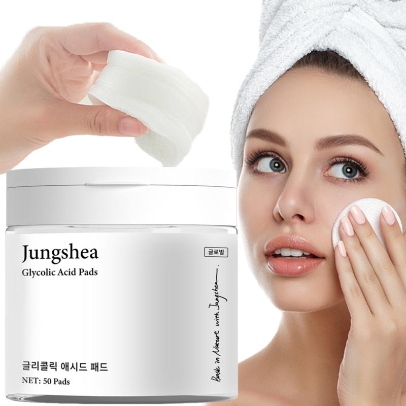 JUNGSHEA Glycolic Acid Exfoliating Pads - Gentle AHA Exfoliate Cleanser, Hyperpigmentation Treatment, Anti-Wrinkle Blackhead Treatment Face Scrubs & Peels for Radiant, Smoother Skin