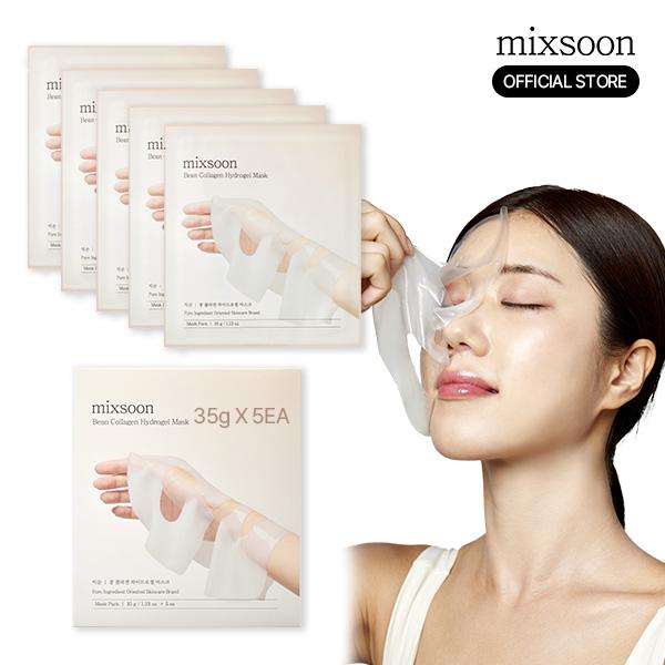 [mixsoon Official Shop] Korean Bean Collagen Hydrogel Mask 5-Pack - Pomegranate-Infused, Deep Hydrating Jelly Mask for Smooth, Restored, Glowing Glass Skin