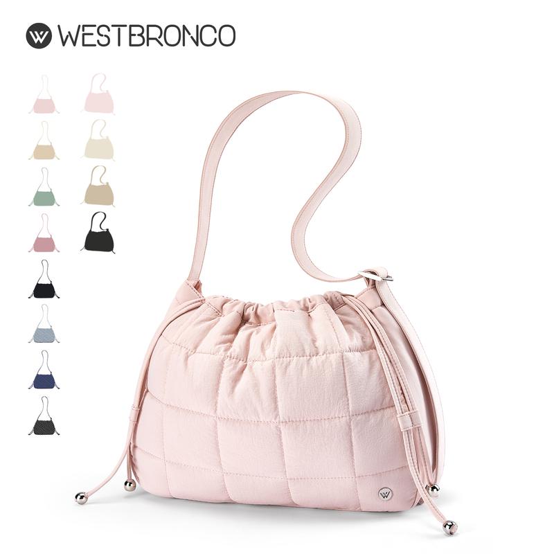 WESTBRONCO Puffer Cute Hobo Bag Gift Idea Spummer Trendy Chic Diaper Crossbody Bag Purse for Women Quilted Lightweight Drawstring Opening Waterproof Casual Spring Trendy Versatile Daily Commuting Handbag Shoulder Bag DealsForYouDays