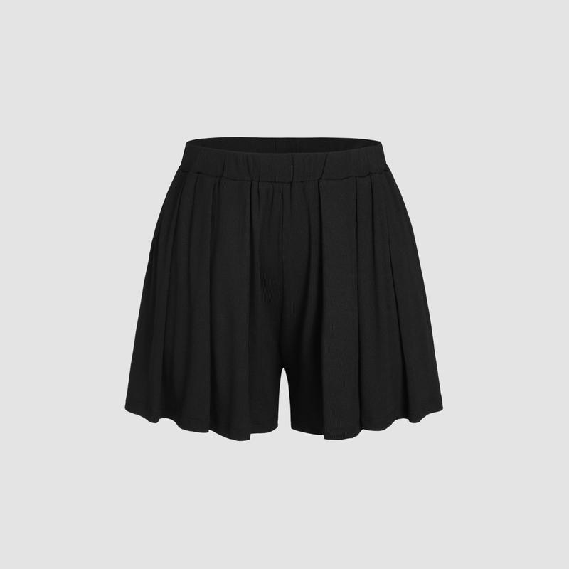 Cider [8 colors, size 0-26] Solid Elastic Waist Wide Leg Shorts Curve & Plus SwimWeek