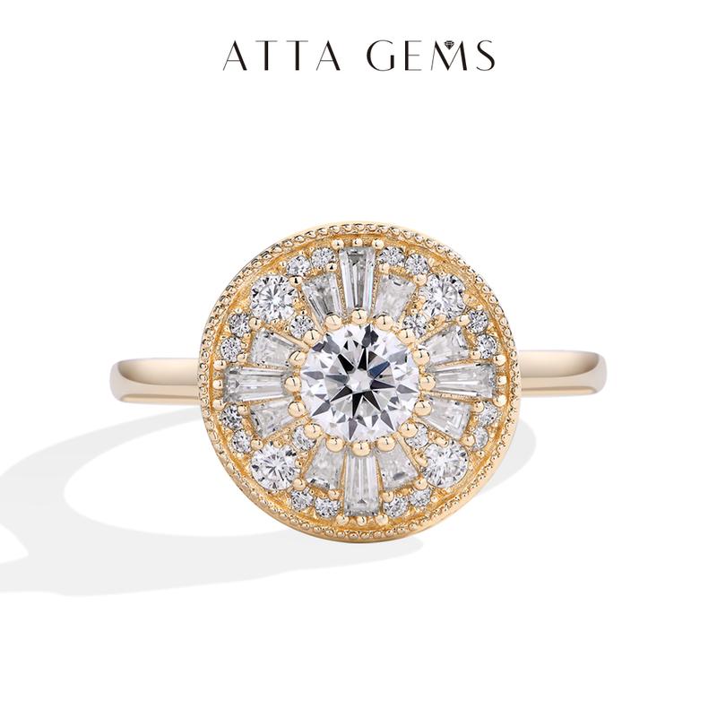 Women's Elegant Engagement Ring - 1.54CT Luxury D Color Lab-Created Moissanite Cluster Band, Wedding & Anniversary Fine Jewelry Gift R247, Engagement Rings