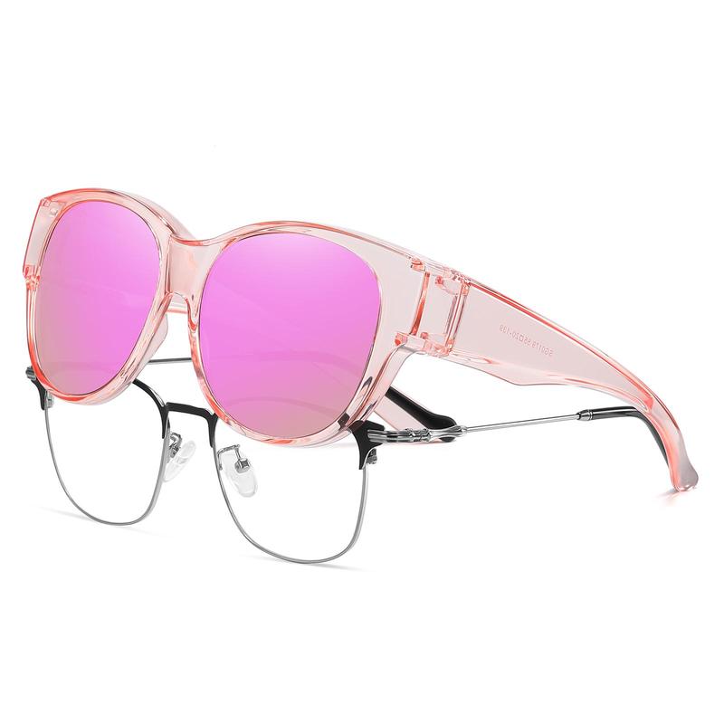 HAOLOTA Women's Fit Over Glasses Polarized Sunglasses - Street Style, Trendy Casual, Statement Frame, Durable & Lightweight, UV Protection, Black Frame Silver Lens, Summer Essential Cat Eye Design