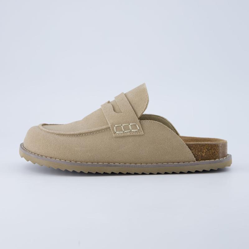 Cushionaire Women's Zola Suede Clog – Slip-On Genuine Suede Penny Loafer with Memory Foam, Cork Footbed & Flexible Outsole