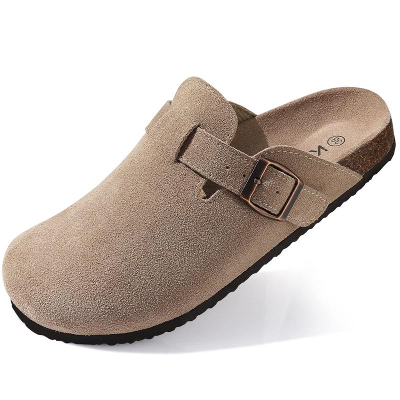 KIDMI Suede Clogs Women Fashion Men Round Toe Cork Footbed Clogs Potato Shoes Clogs Men Shoes Outdoor Nonslip Walking Shoes Slides Home Slippers With Arch Support Retro Design Unisex Clogs【Order Reference Size Guide】