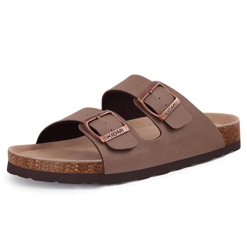 KIDMI Women Men Flat Sandals Cork Footbed Sandals With Support Arch Summervibes Beach Sandals Vacation Nonslip Men Sandals With Adjustable Buckle Straps Memory Foam Lightweight Sandals
