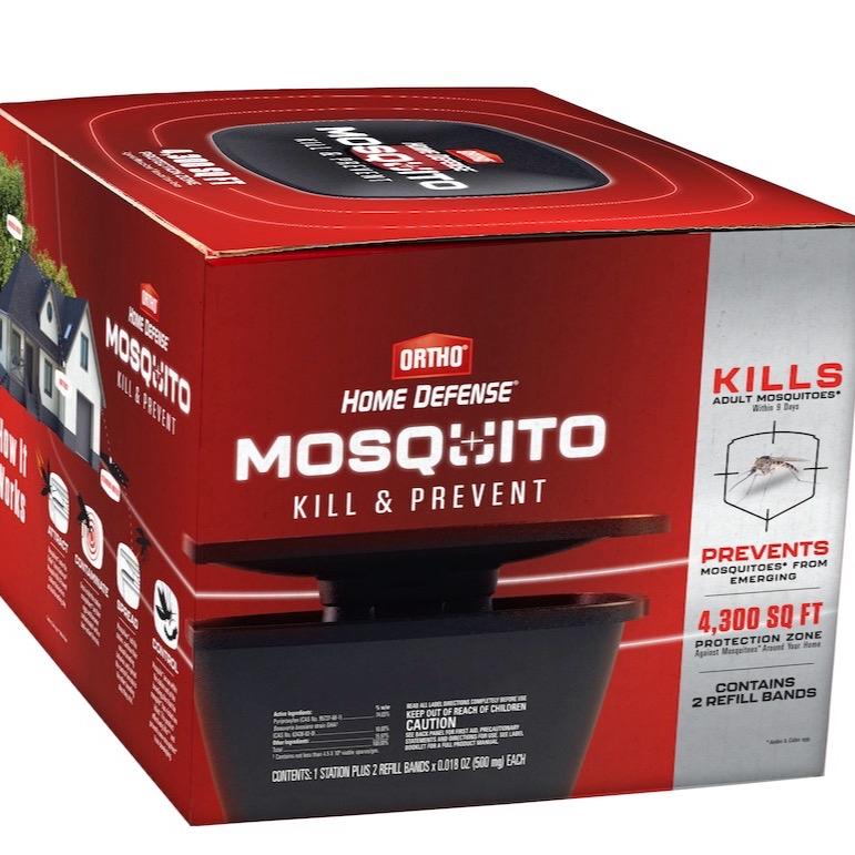 Ortho Home Defense Mosquito Kill and Prevent - 2 Month Protection, Controls Mosquitoes and Larvae, Easy-to-Use, Mosquito Killer Protects up to 4,300 sq. ft., 1 Station & 2 Bands