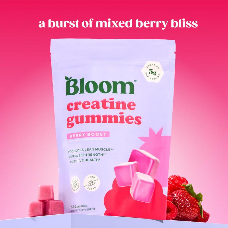 Bloom Nutrition Creatine Gummies -  Energy, Cognitive Health & Post-Workout Muscle Recovery Promotes & Muscle Improves - Creatine for Women
