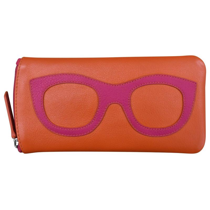 ili New York | Smooth Leather Soft Eyeglass Case, Zip Closure with RFID Blocking Lining, Back Pocket Compact, Travel-Friendly 7.5x3.75x.5 Inches