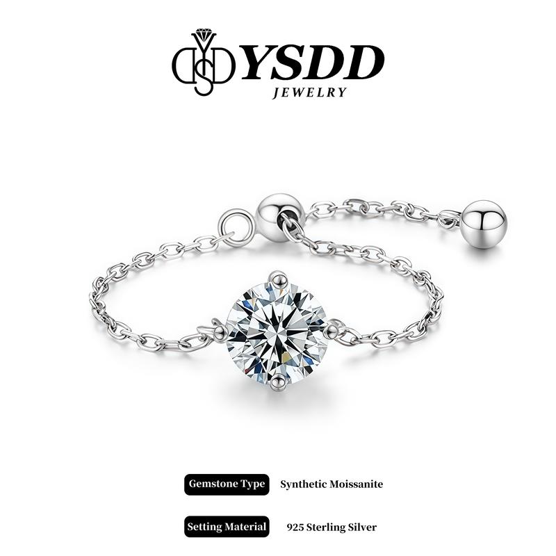 【#463 Today's Special】1CT Adjustable Chain Size 2- Size 9 vvs Synthetic Moissanite Rings in 925 Sterling Silver
