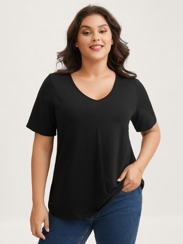 BloomChic Cotton V-Neck Tee (M-6X)