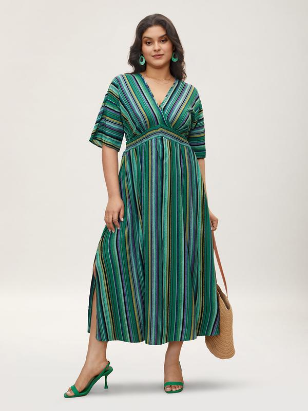 BLOOMCHIC Women's Navy Striped Boho Sundress - Women's Clothing Casual Flowy Beach Vneck Swimweek