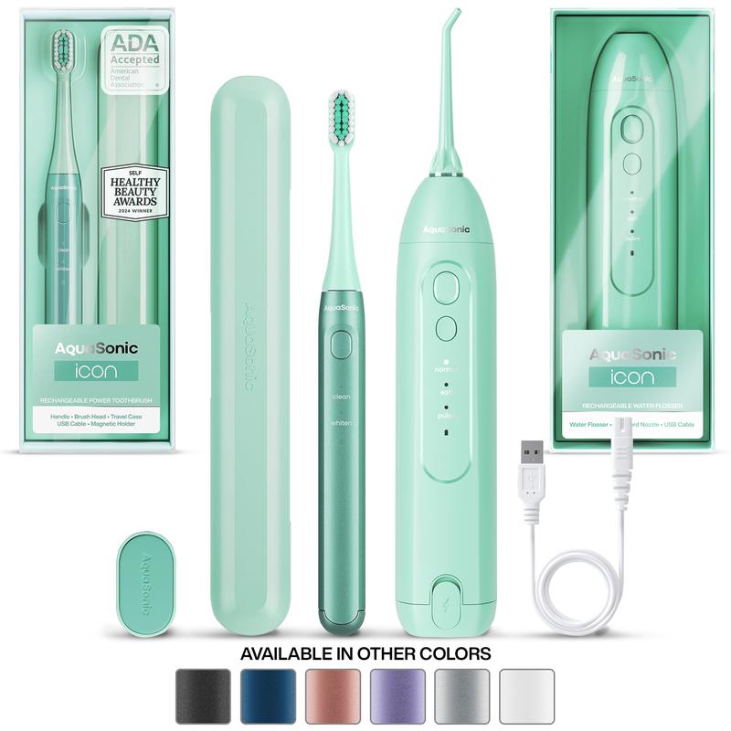 AquaSonic ICON Electric Toothbrush & Water Flosser Bundle - Travel case, charging cord Daily Oral Daily Oral  Cleansing