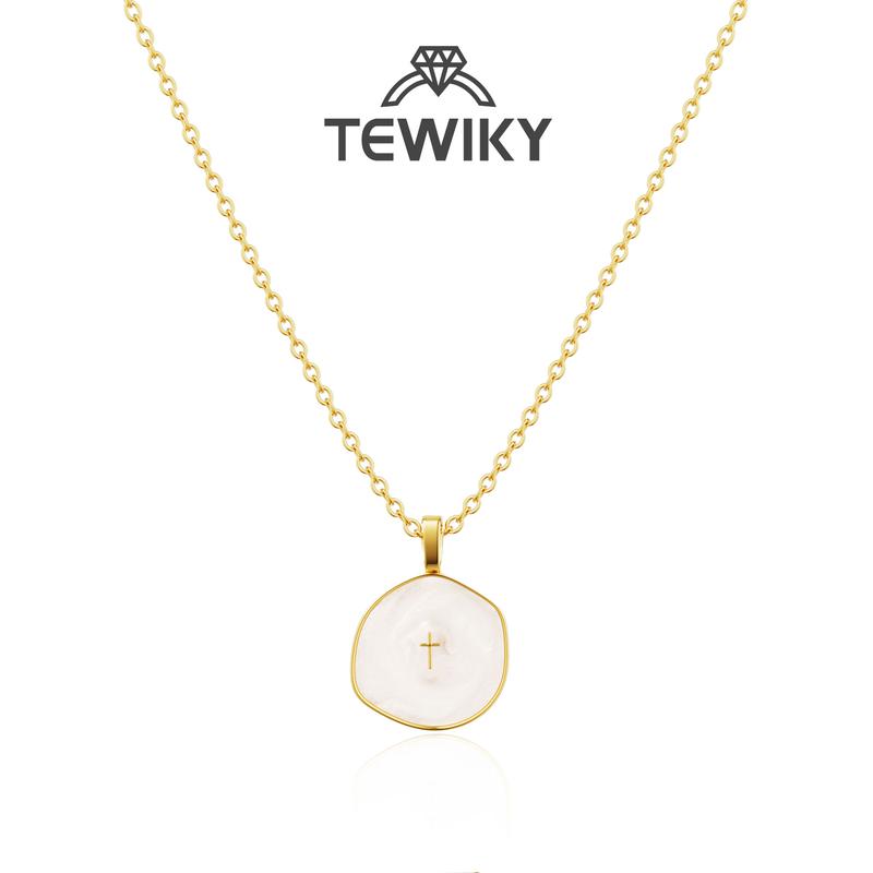 TEWIKY Gold Cross Necklace for Women Dainty Simple Cross Pendant with Enamel & Cubic Zirconia Gem Elegant Hypoallergenic Brass Jewelry Party Daily Wear For Black Friday, Christmas gifts