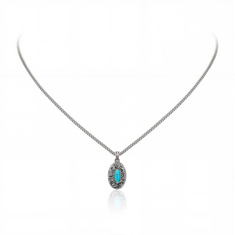 Wrangler Western Pendant Necklace for Women 14K Gold Statement Carvings Turquoise Cowgirl Vintage Jewelry