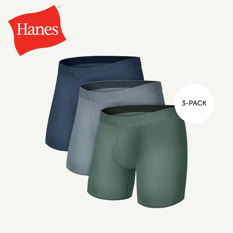 Hanes Originals Men's SuperSoft Boxer Brief Underwear, Viscose from Bamboo, Assorted, 3-Pack