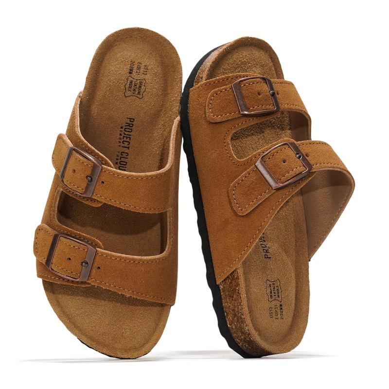 Project Cloud Kids "Little Venita" Genuine Leather Slides | Casual Flip Flops Sandals for Kids | Memory Foam Insole, Water-Resistant, Lightweight Non-Slip Girl Footwear