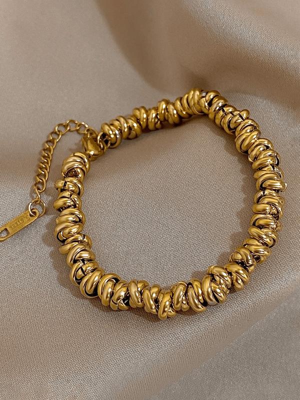 Vintage Twist Chain Bracelet for Women, Gold Plated Stainless Steel, Adjustable & Stackable, Perfect Gift for All Occasions