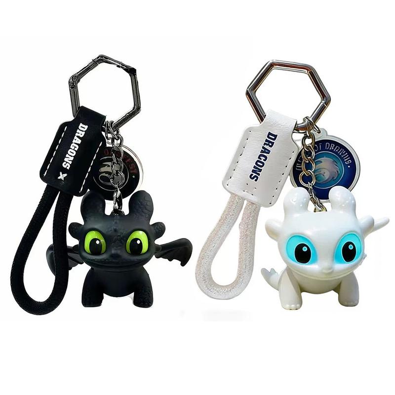 DIYCOM How to Train Your Dragon Night Fury Glow-in-Dark Mini Dragon Cute Keychain - Men's Accessories with Moving Wings, Whimsical Bag Charm, Car Ornament Pendant, Boyfriend Birthday Gift, Gifts for Boyfriend, Mens Gifts