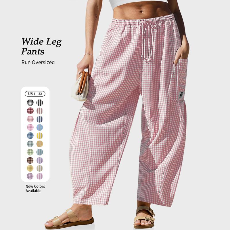 TARSE Wide-Leg Gingham Pants