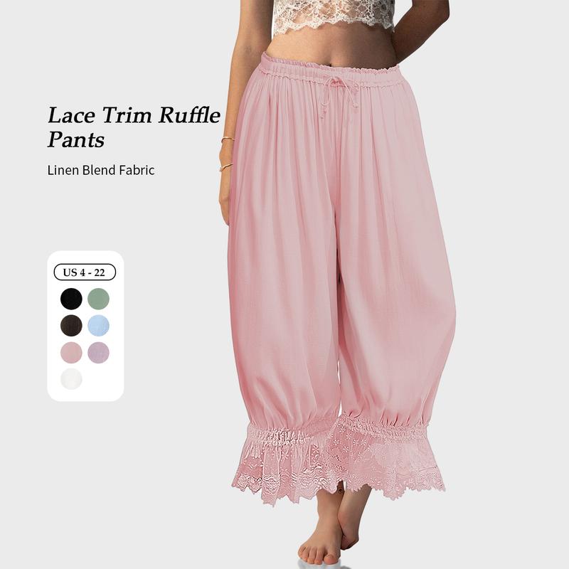 TARSE Lace-Trim Linen Bloomers