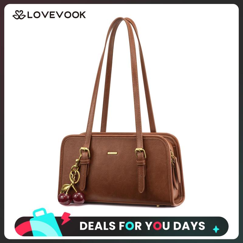 LOVEVOOK Swing Zip Shoulder Bag Small Purses for Women Trendy Handbags Mini Vintage Hobo Clutch with Cherry Pendant Lightweight Retro and Elegant Suitable for Daily Outings Shopping and Leisure DealsForYouDays