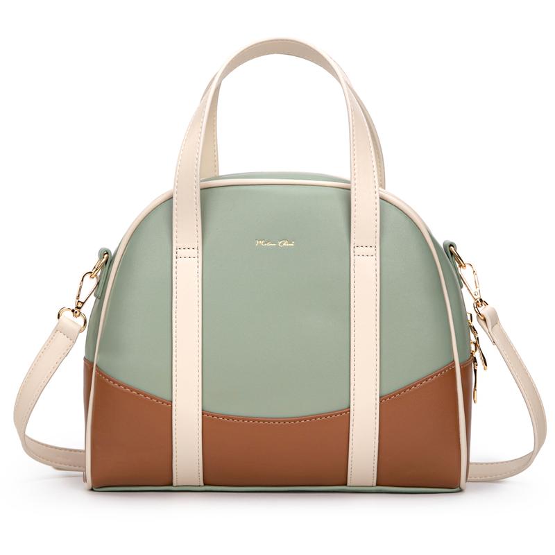 Milan Chiva Dome Satchel Purse for Women, Designer Crossbody Bag with Zip, Elegant Cream & Black Accents, Tri-Color Splicing Pattern, Gold-Tone Hardware | Flash Sale, Crossbody Bags For Women, Handbags For Women