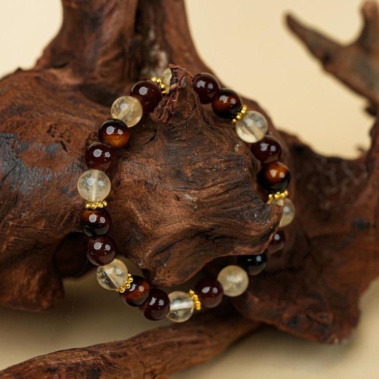 LUMAWU 8mm Earth Element Beaded Bracelet | Stability & Abundance Grounding Accessory, Aesthetic Balance