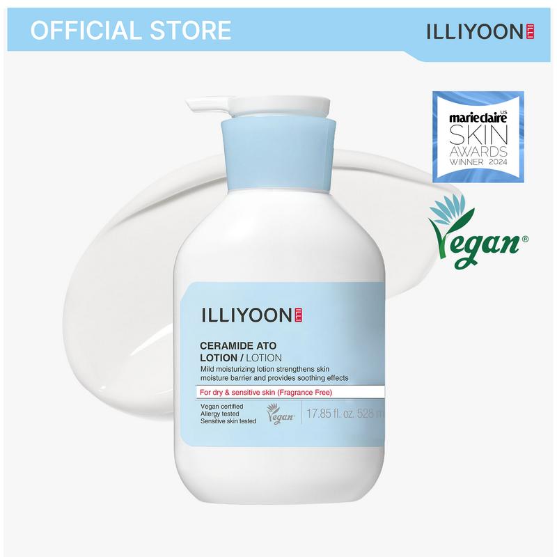 [ILLIYOON] Ceramide Ato Lotion | Moisturizing Lotion for Dry & Sensitive Skin, Super Hydrating, For Face & Body, Gentle for Infants, Sliky and Smooth texture, Vegan Certified, 11.83 fl. oz summervibe