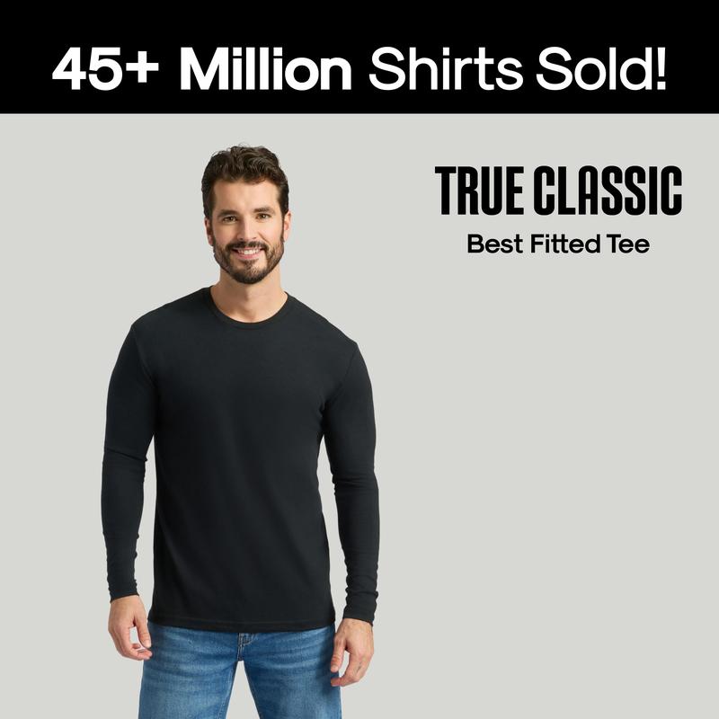 True Classic Men's 4-Pack Long Sleeve Crew Neck T-Shirts Premium Fit for Everyday Comfort & Casual Style