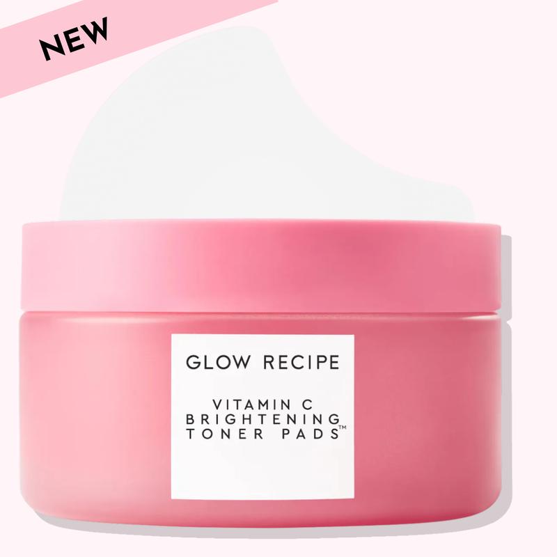 Glow Recipe Vitamin C Brightening Korean Toner Pads - Gentle, Caffeine-Infused, Radiance-Boosting Skincare for Adults with Dry & All Skin Types, Korean Facial Toner Pads
