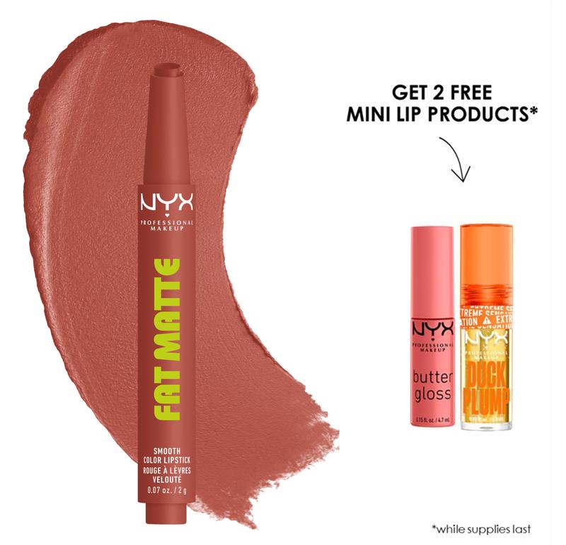 Fat Matte Lipstick - Smooth Color Lipstick with Cushion-Soft Formula - Moisutrizing, Lightweight, Creamy Pigments, NYX Professional Makeup