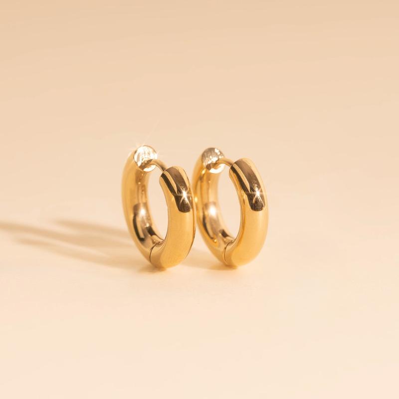 Titanium Chunky Rounded Huggie Hoop Earrings - FeatherTUFF™